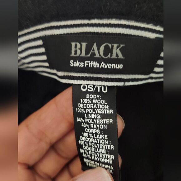 Black/Gray Saks 5th Avenue Wool Hat Size OS/TU S/M - Picture 8 of 12